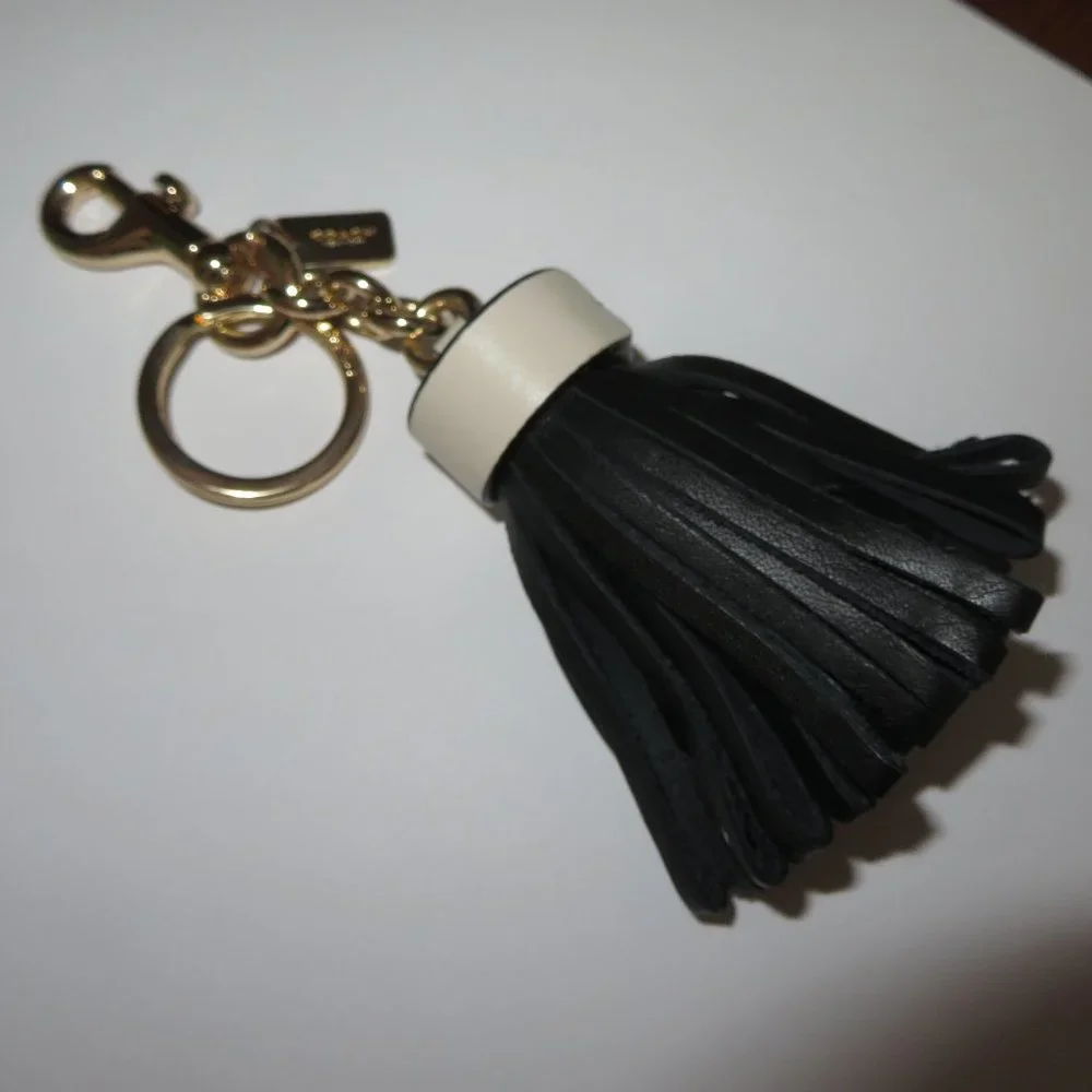 Coach Black And White Key Ring Tussle Key Fob Bag Charm